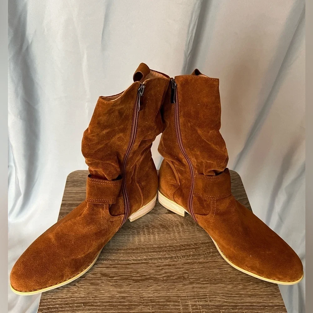 Brown Faux Suede Boots